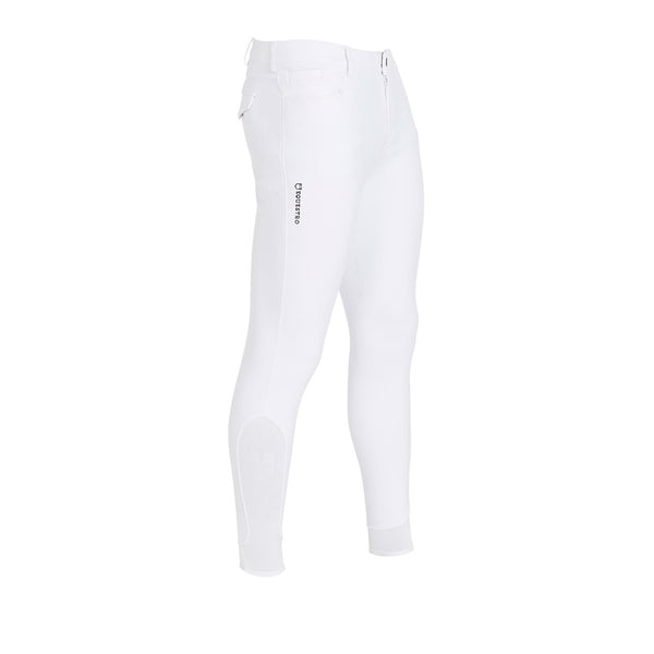 EQUESTRO Herren Reithose Slim Fit Grip Weiß | Premium Reithose mit Silikon Grip