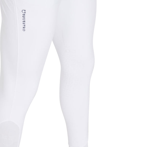 EQUESTRO Herren Reithose Slim Fit Grip Weiß | Premium Reithose mit Silikon Grip