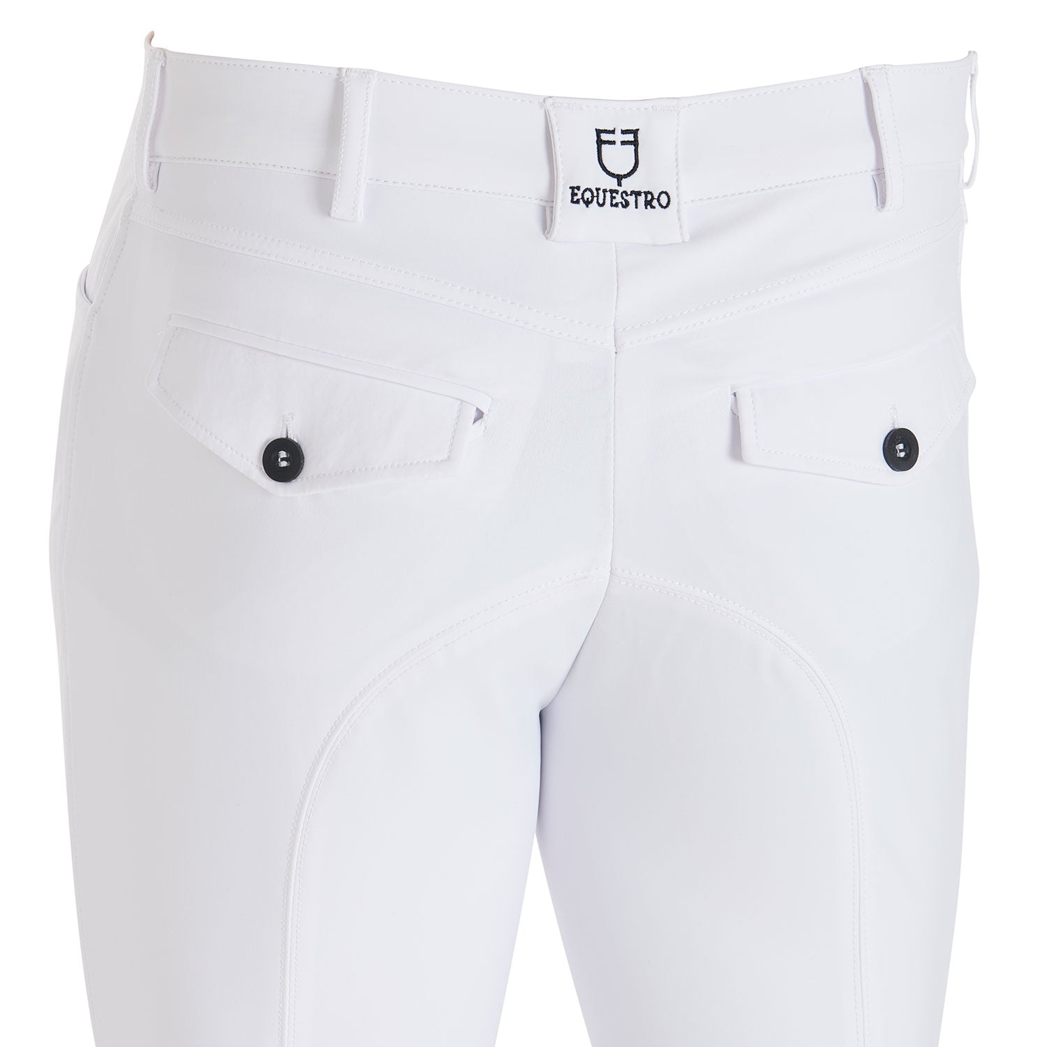 EQUESTRO Herren Reithose Slim Fit Grip Weiß | Premium Reithose mit Silikon Grip