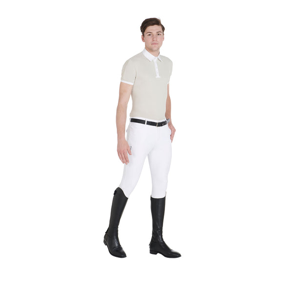 EQUESTRO Herren Reithose Slim Fit Grip Weiß | Premium Reithose mit Silikon Grip