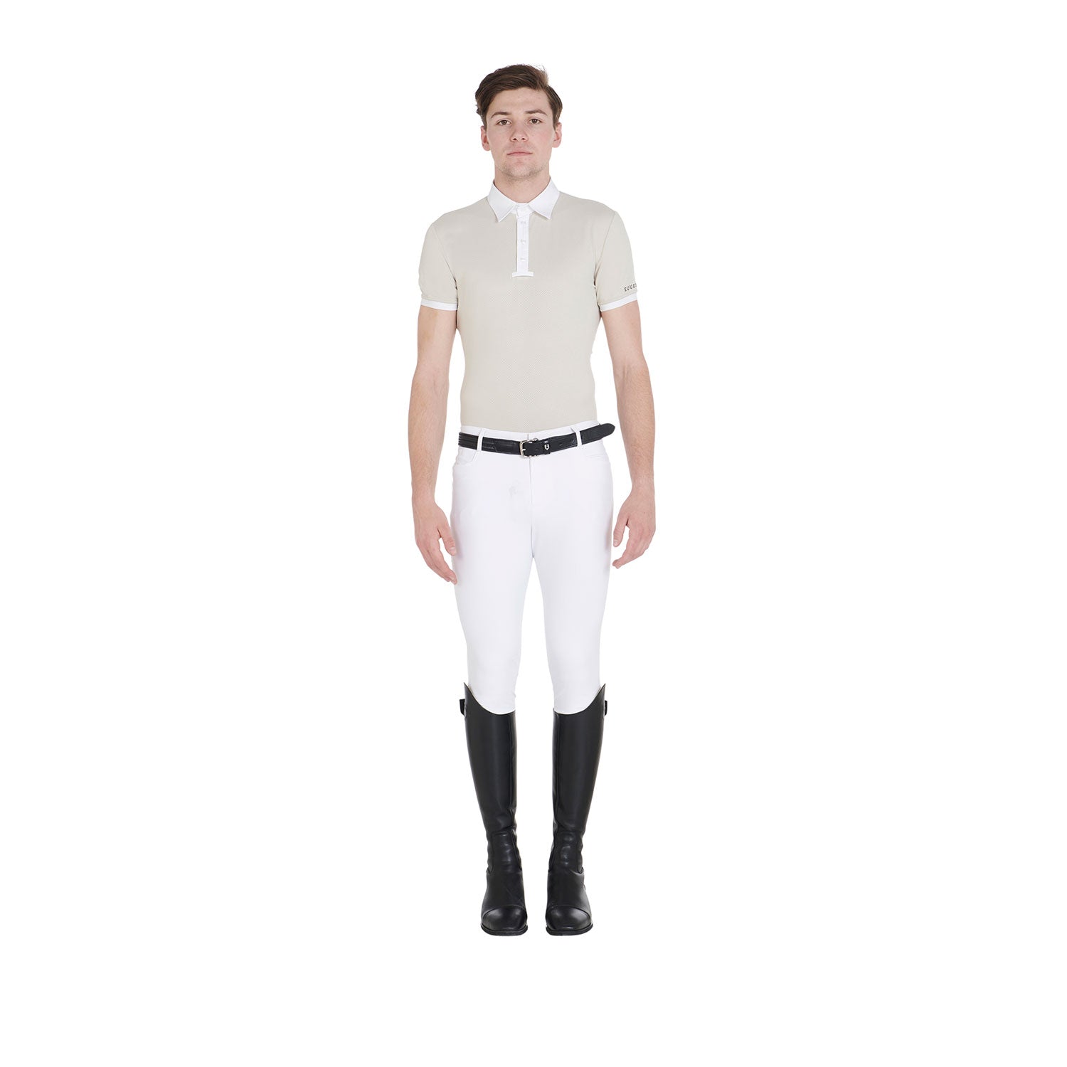 EQUESTRO Herren Reithose Slim Fit Grip Weiß | Premium Reithose mit Silikon Grip