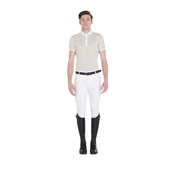 EQUESTRO Herren Reithose Slim Fit Grip Weiß | Premium Reithose mit Silikon Grip
