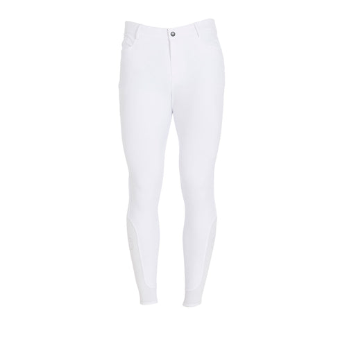Engineered for competition, crafted for comfort.
These lightweight men's breeches are made from advanced bi-elastic technical fabric, offering optimal breathability and freedom of movement during hot summer days. Designed with a slim fit, they provide a sleek silhouette without compromising performance.

The inner knee is equipped with silicone grip for increased stability in the saddle. An elastic panel at the ankle ensures a smooth and easy fit under riding boots. 