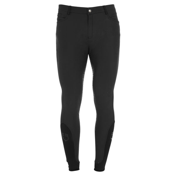 EQUESTRO Herren Slim Fit Reithose mit Full Grip – Schwarz