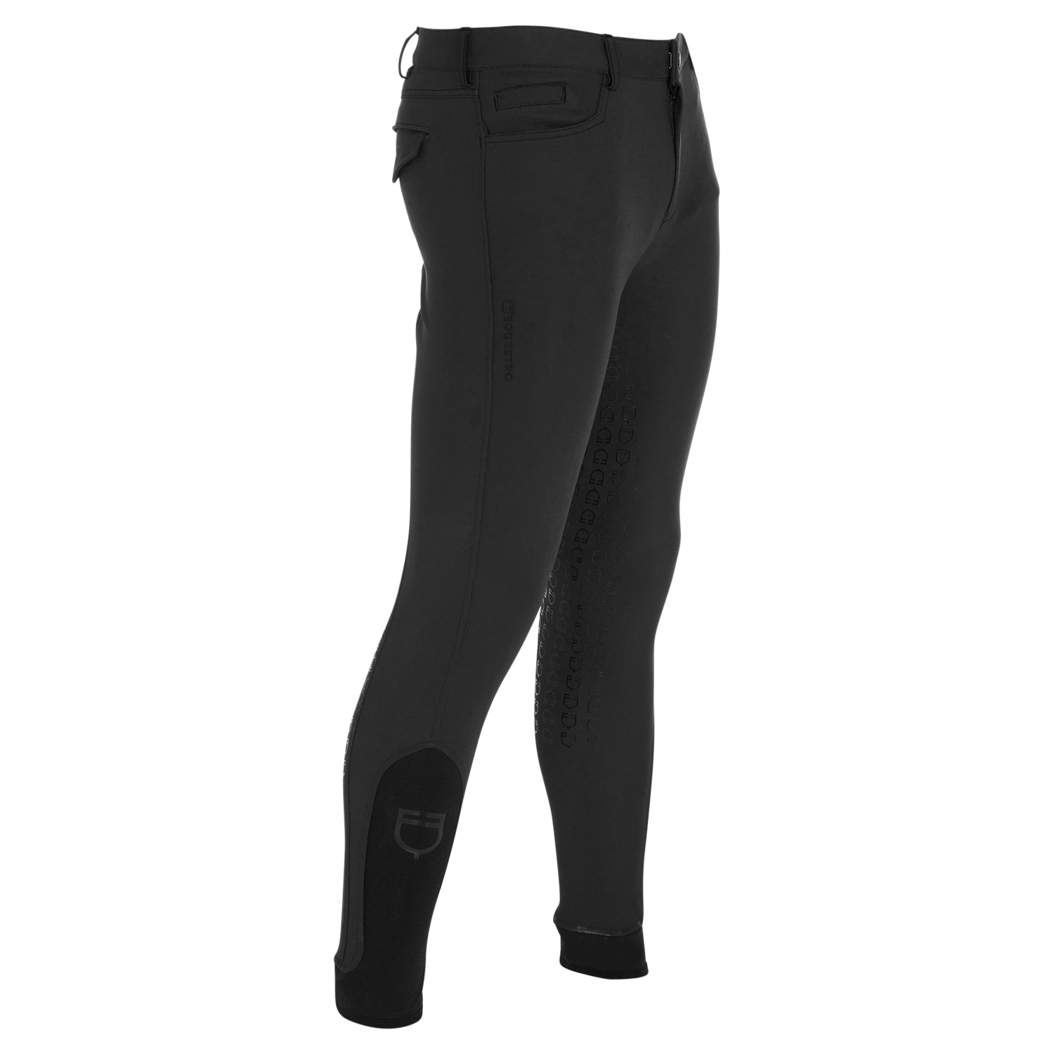 EQUESTRO Herren Slim Fit Reithose mit Full Grip – Schwarz