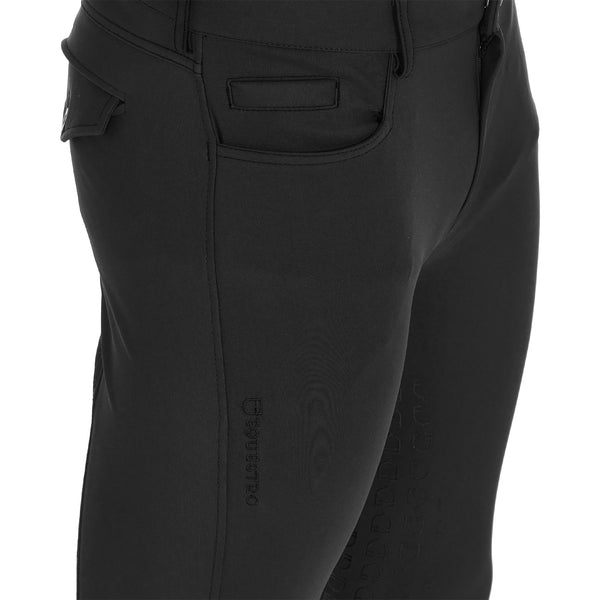 EQUESTRO Herren Slim Fit Reithose mit Full Grip – Schwarz