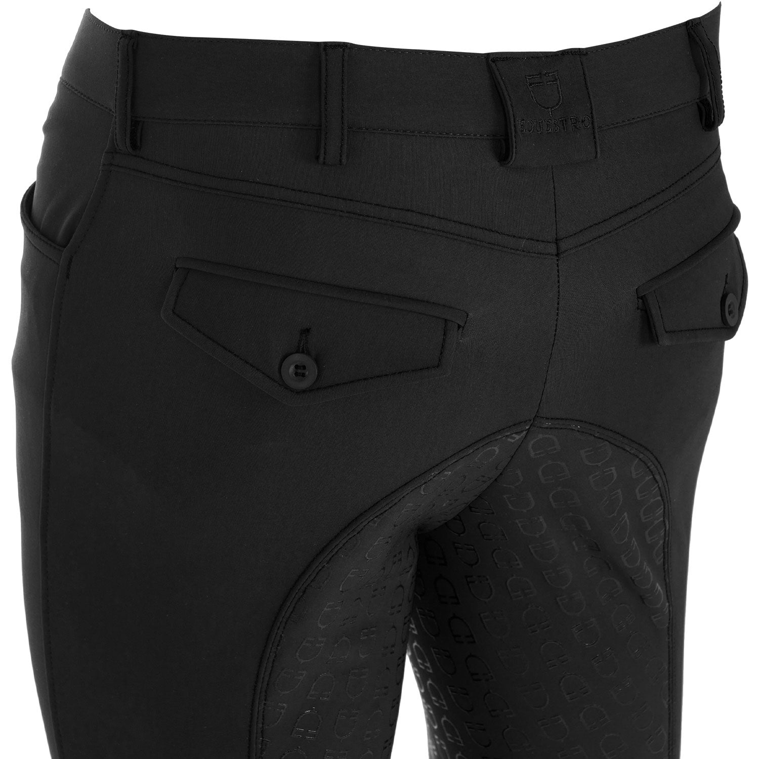 EQUESTRO Herren Slim Fit Reithose mit Full Grip – Schwarz