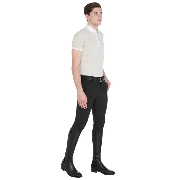 EQUESTRO Herren Slim Fit Reithose mit Full Grip – Schwarz