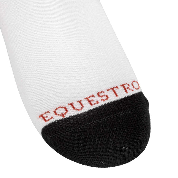 EQUESTRO technische Reitsocken – ergonomische Passform mit zweifarbigem Bund und kontrastierendem Logo, hoher Tragekomfort beim Reiten.
