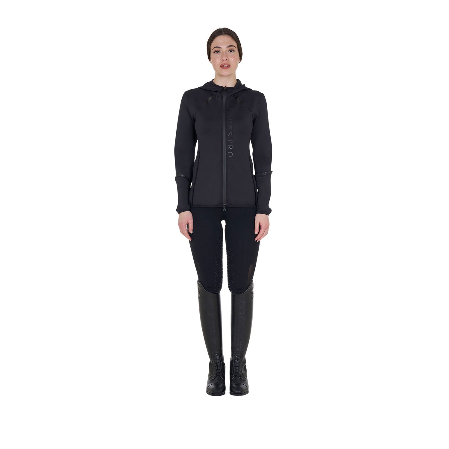 EQUESTRO Damen Tech Sweatshirt mit Reißverschluss – Schwarz