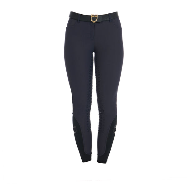 EQUESTRO Damenreithose High Waist Full Grip mit Fleece – Navy Blaze