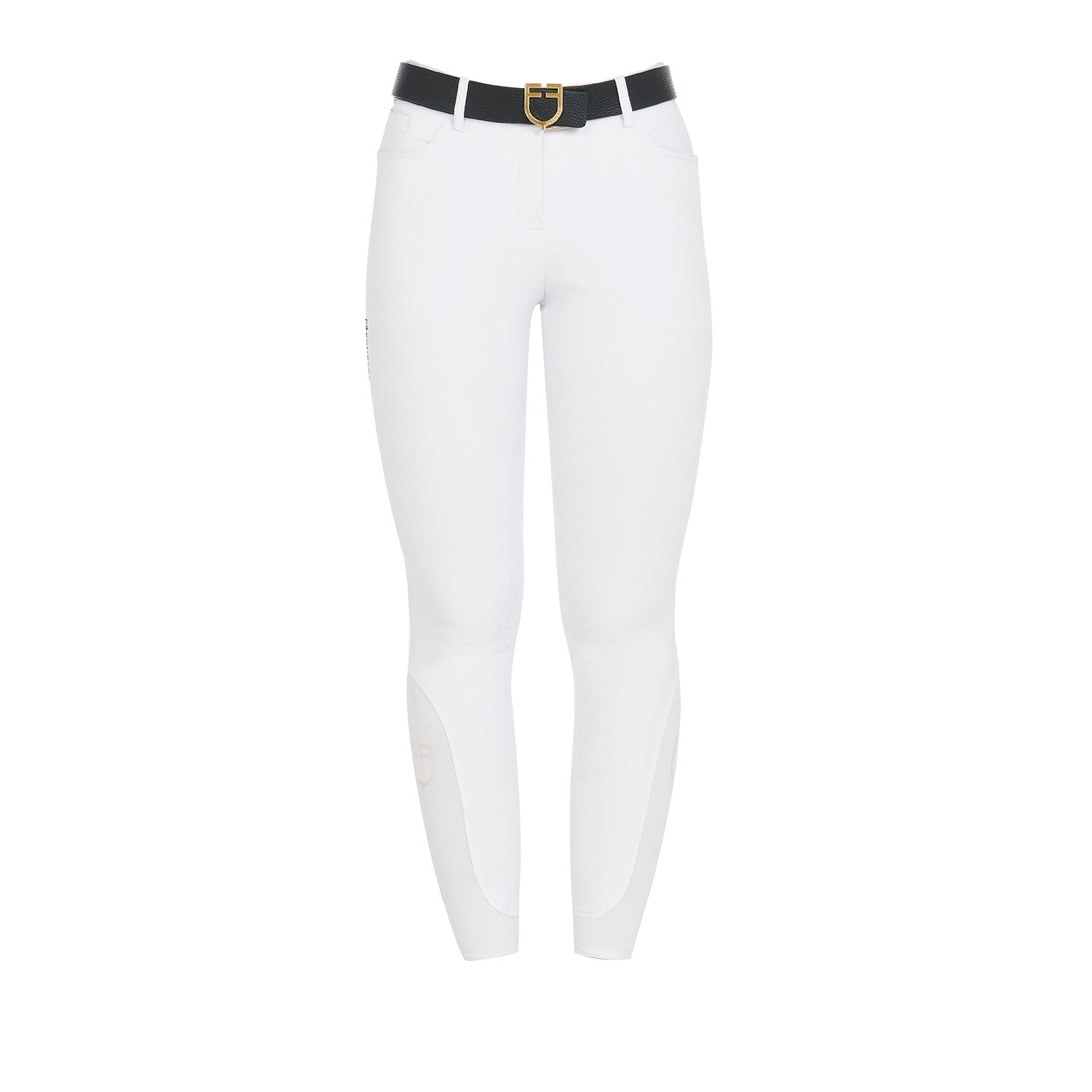 Equestro Damen Reithose High Waist mit Vollbesatz und Fleece – Weiß