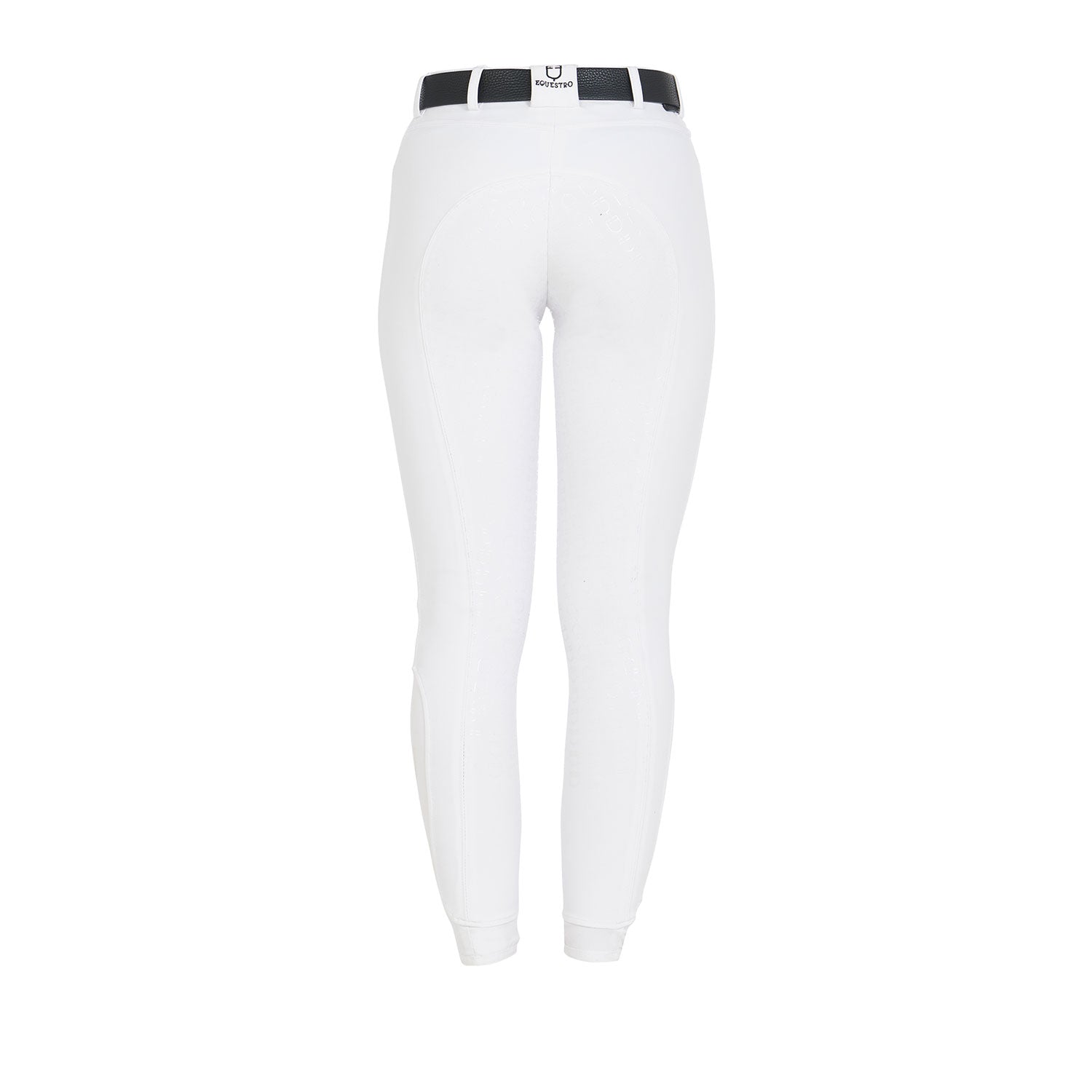 Equestro Damen Reithose High Waist mit Vollbesatz und Fleece – Weiß