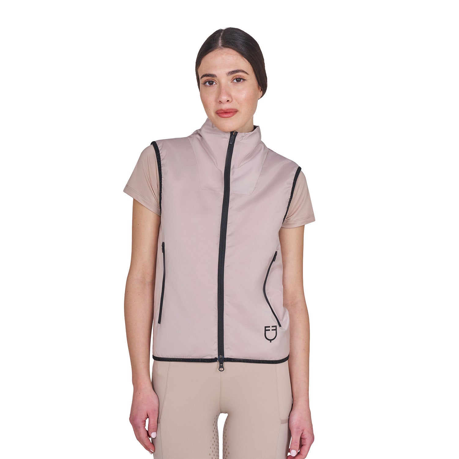 EQUESTRO Damen Faltbare Line Slim Fit Weste Oxford