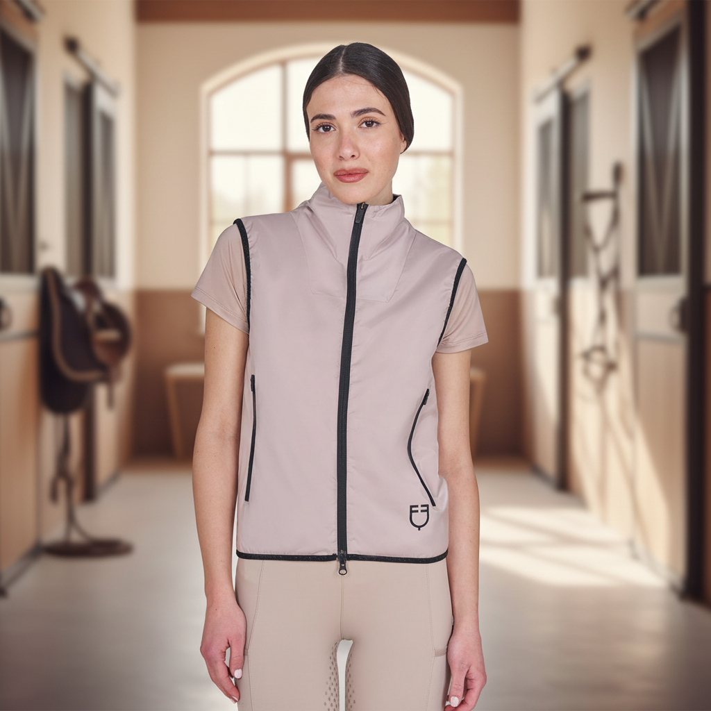 EQUESTRO Damen Faltbare Line Slim Fit Weste Oxford