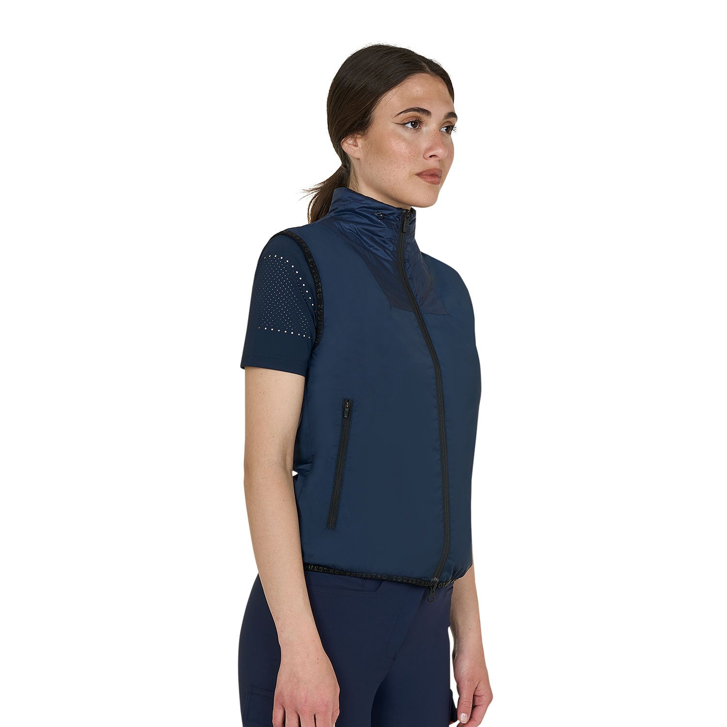 EQUESTRO Damen Faltbare Line Slim Fit Weste Navy Blue