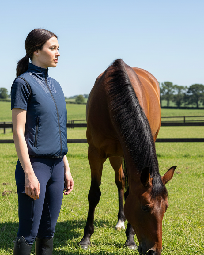 EQUESTRO Damen Faltbare Line Slim Fit Weste Navy Blue