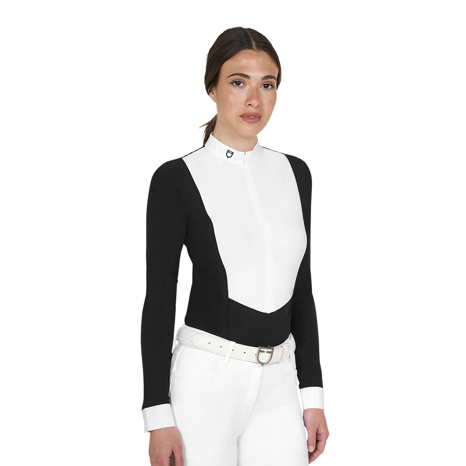 EQUESTRO | Damen Slim-Fit-Poloshirt aus Funktionsstoff Black