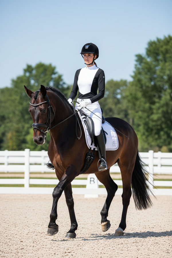 EQUESTRO | Damen Slim-Fit-Poloshirt aus Funktionsstoff Black