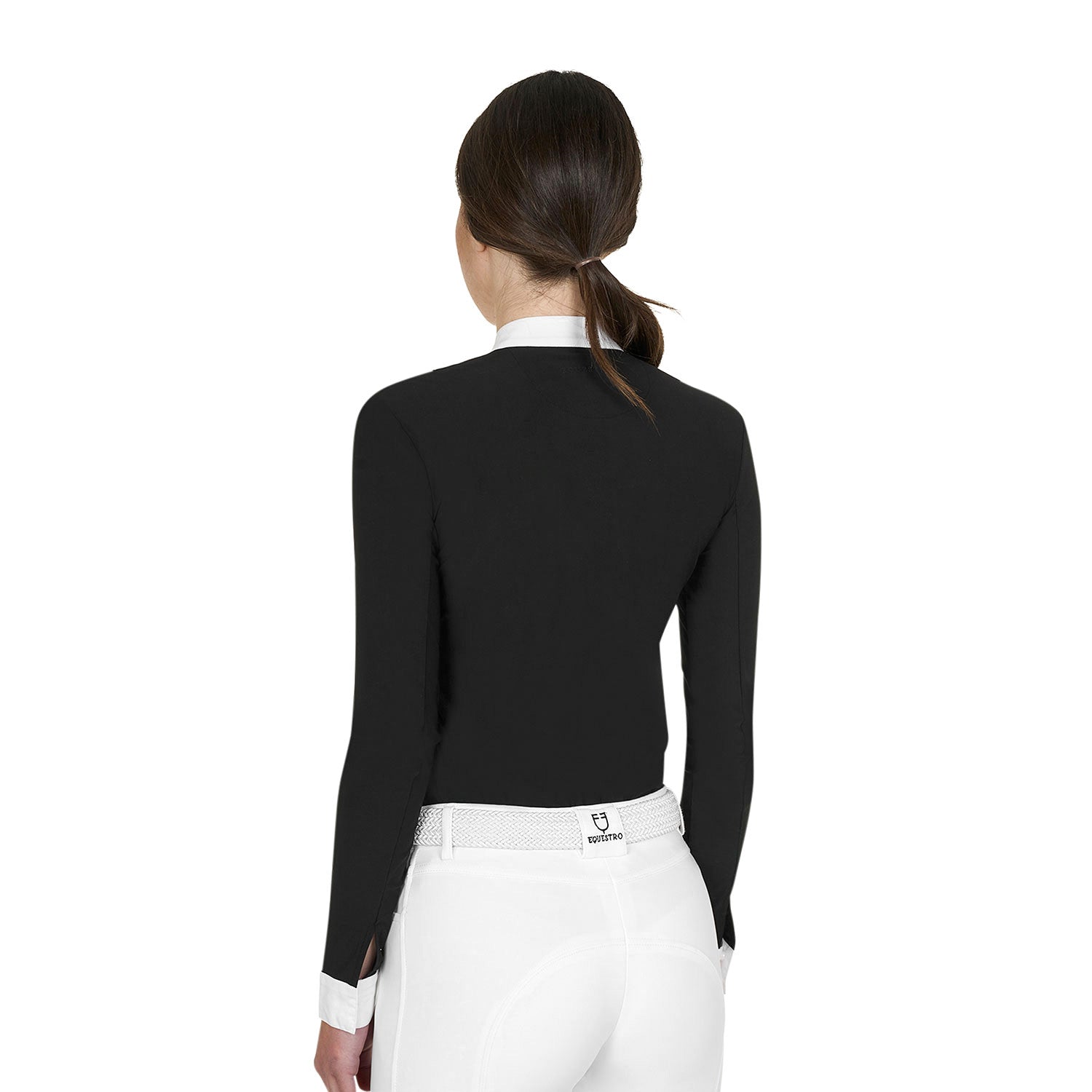EQUESTRO | Damen Slim-Fit-Poloshirt aus Funktionsstoff Black