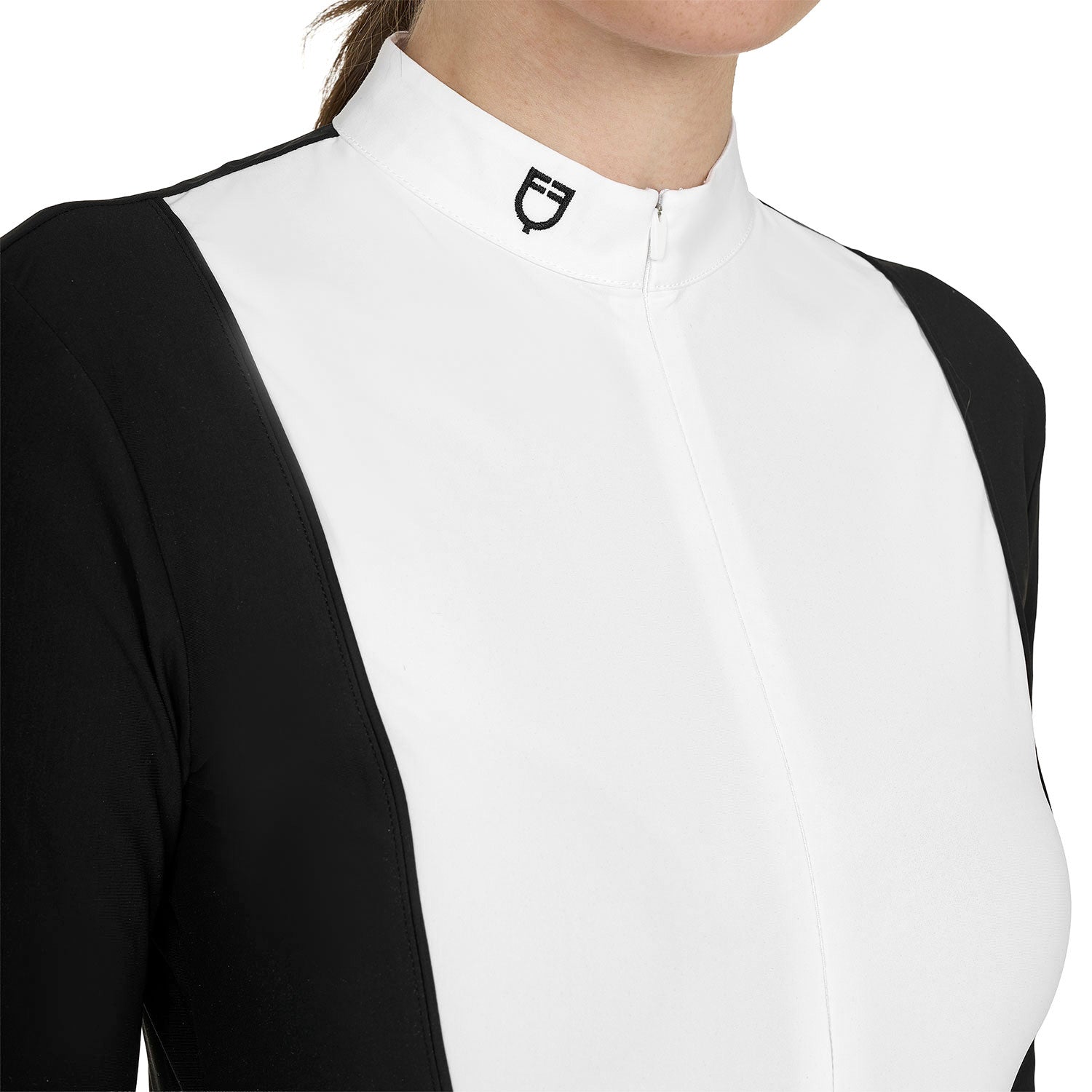 EQUESTRO | Damen Slim-Fit-Poloshirt aus Funktionsstoff Black