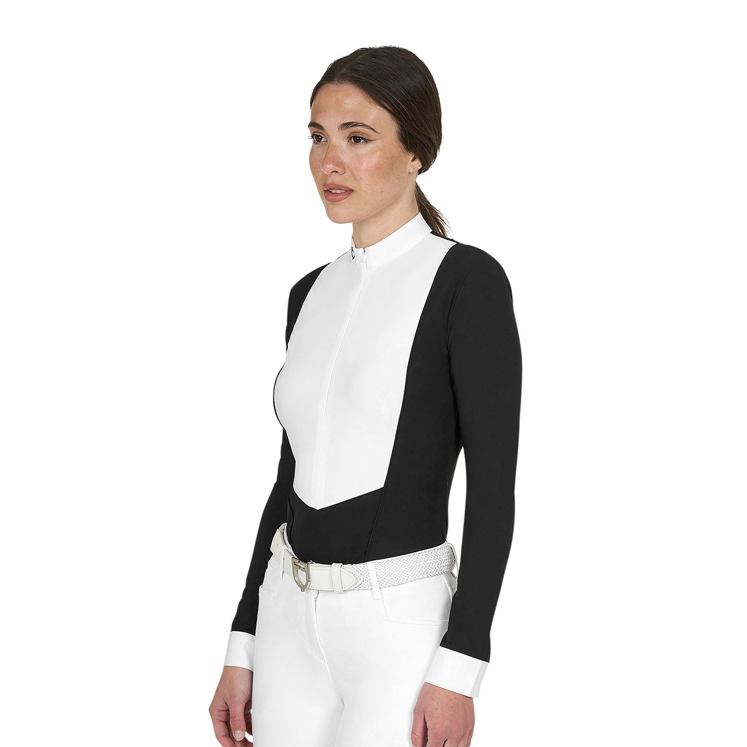 EQUESTRO | Damen Slim-Fit-Poloshirt aus Funktionsstoff Black