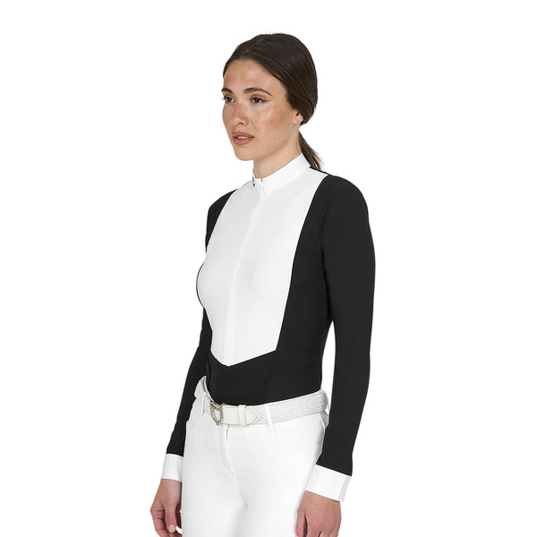 EQUESTRO | Damen Slim-Fit-Poloshirt aus Funktionsstoff Black