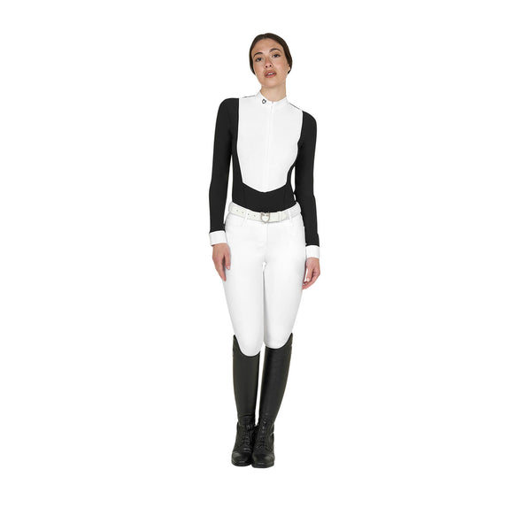 EQUESTRO | Damen Slim-Fit-Poloshirt aus Funktionsstoff Black