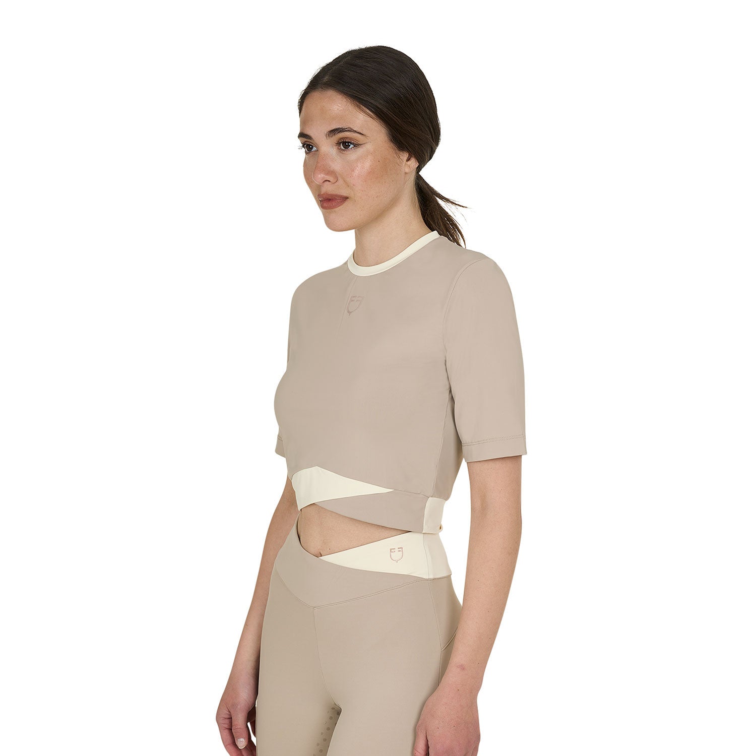 EQUESTRO | Damen Crop-T-Shirt in Zweifarboptik