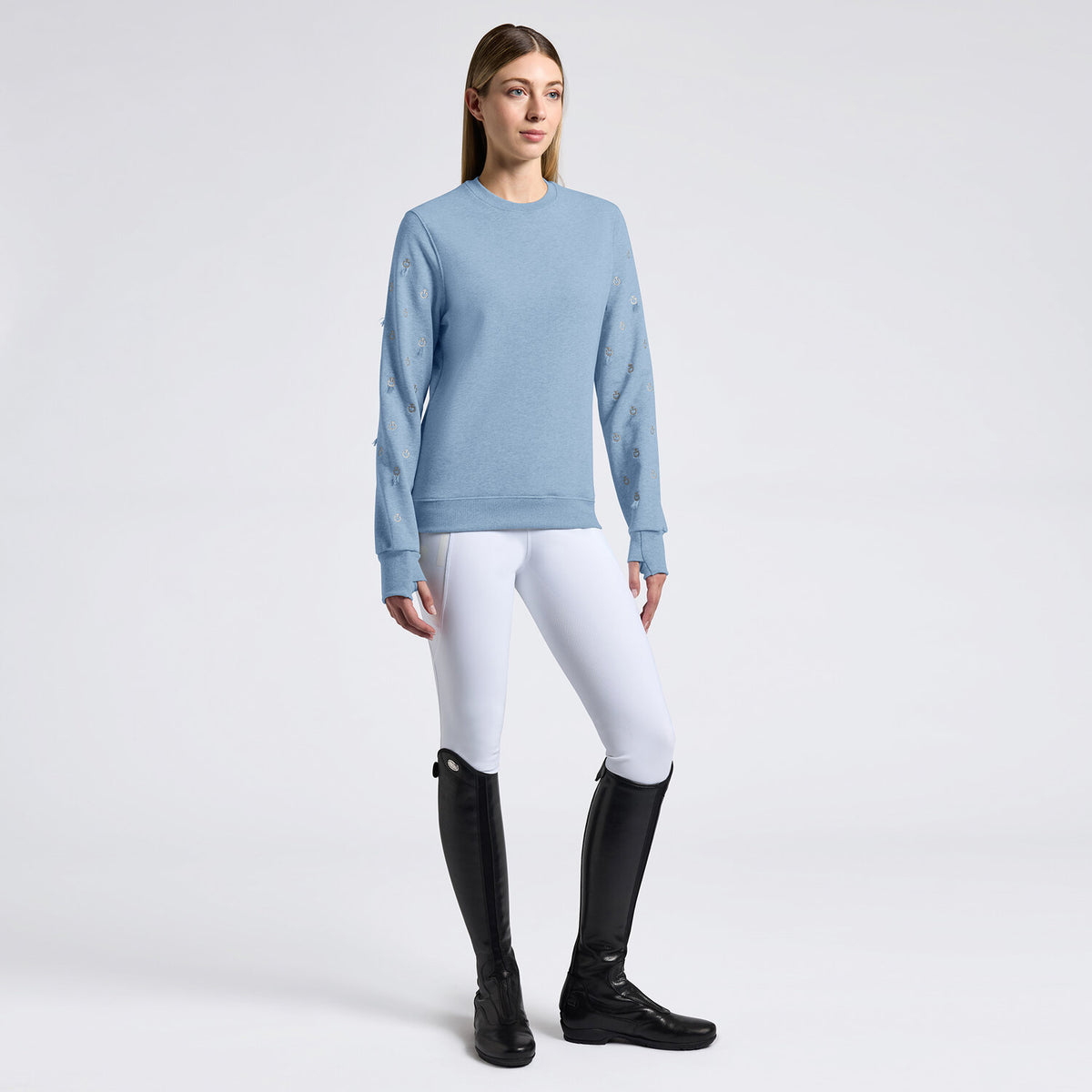 Cavalleria Toscana Damen Sweatshirt Baumwolle Blue Fog