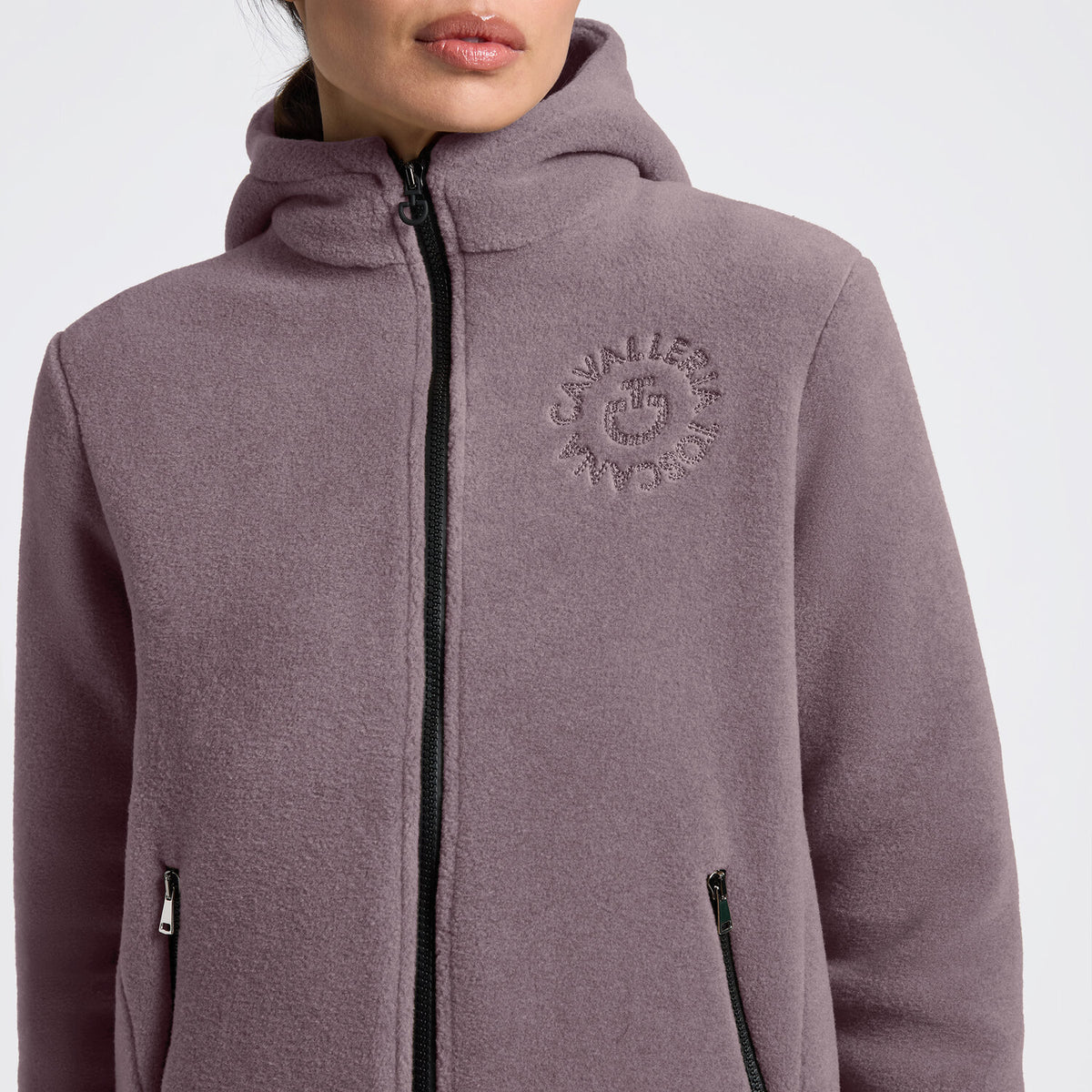 Cavalleria Toscana Damen Fleece-Hoodie Grape Shake Detail