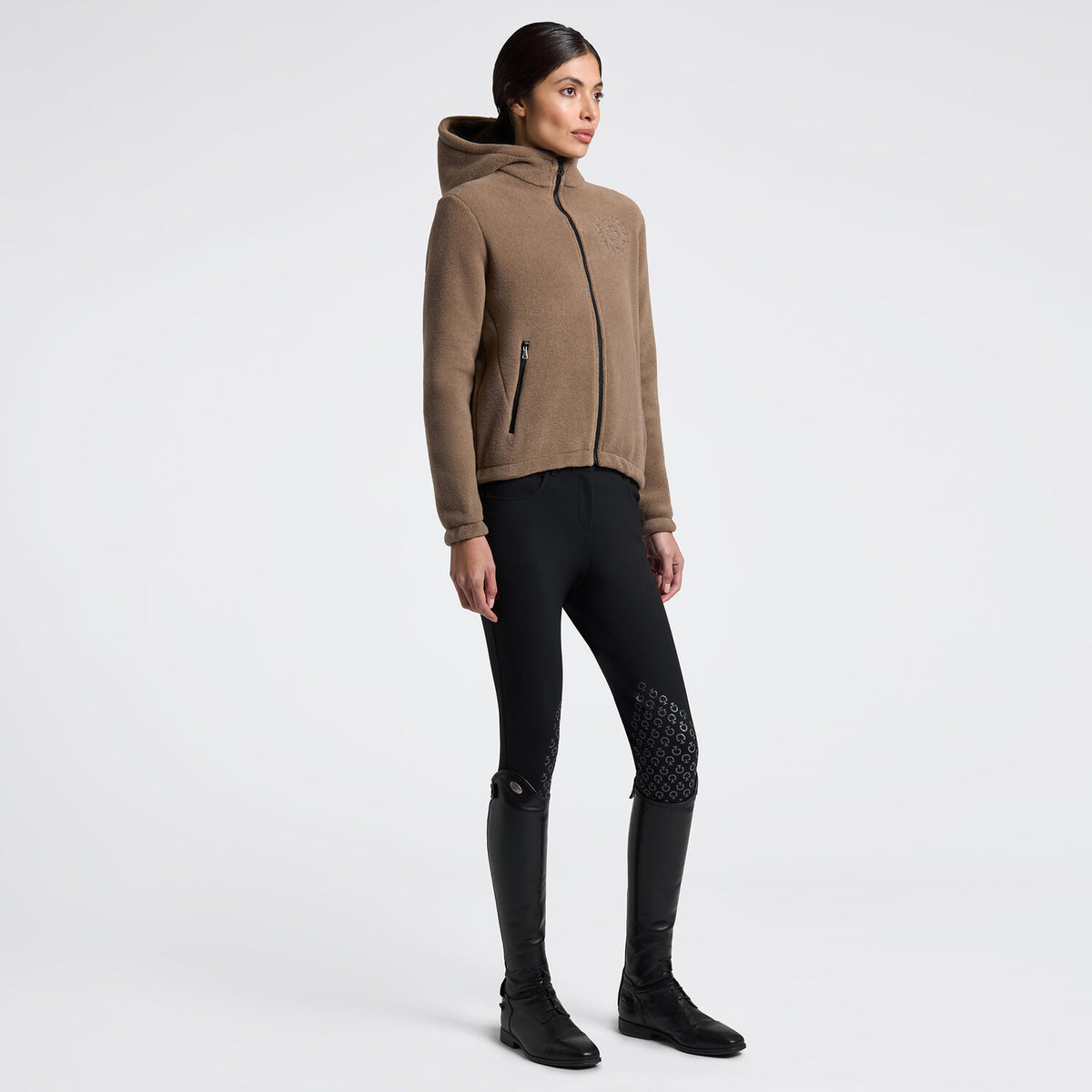 Cavalleria Toscana Damen Fleece-Hoodie mit Zip Walnut