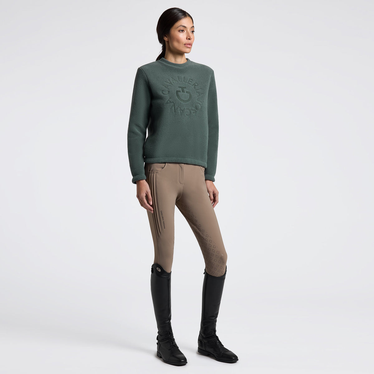 Cavalleria Toscana Damen Fleecepullover Rundhals Jungle Green