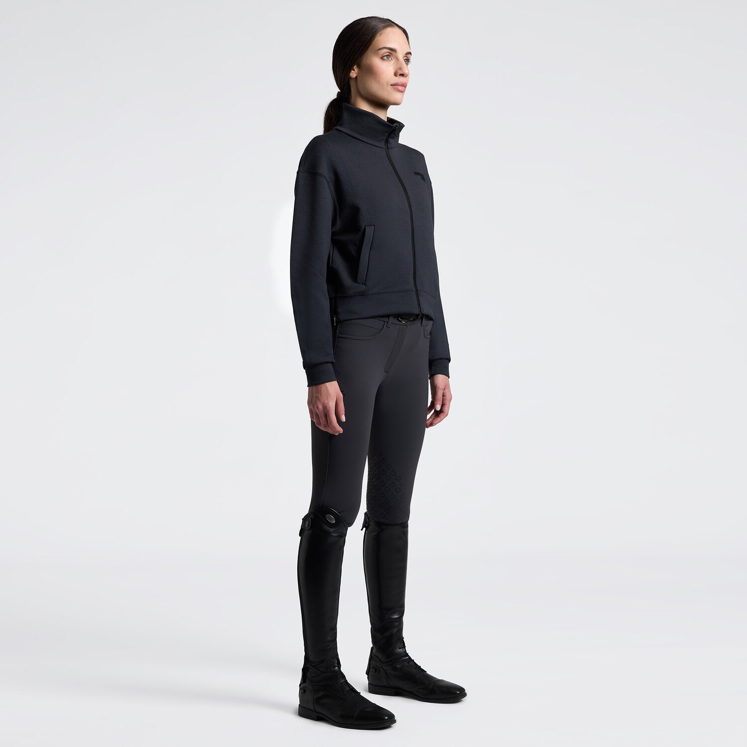 Cavalleria Toscana Damen Sweatjacke mit Zip – Anthrazit