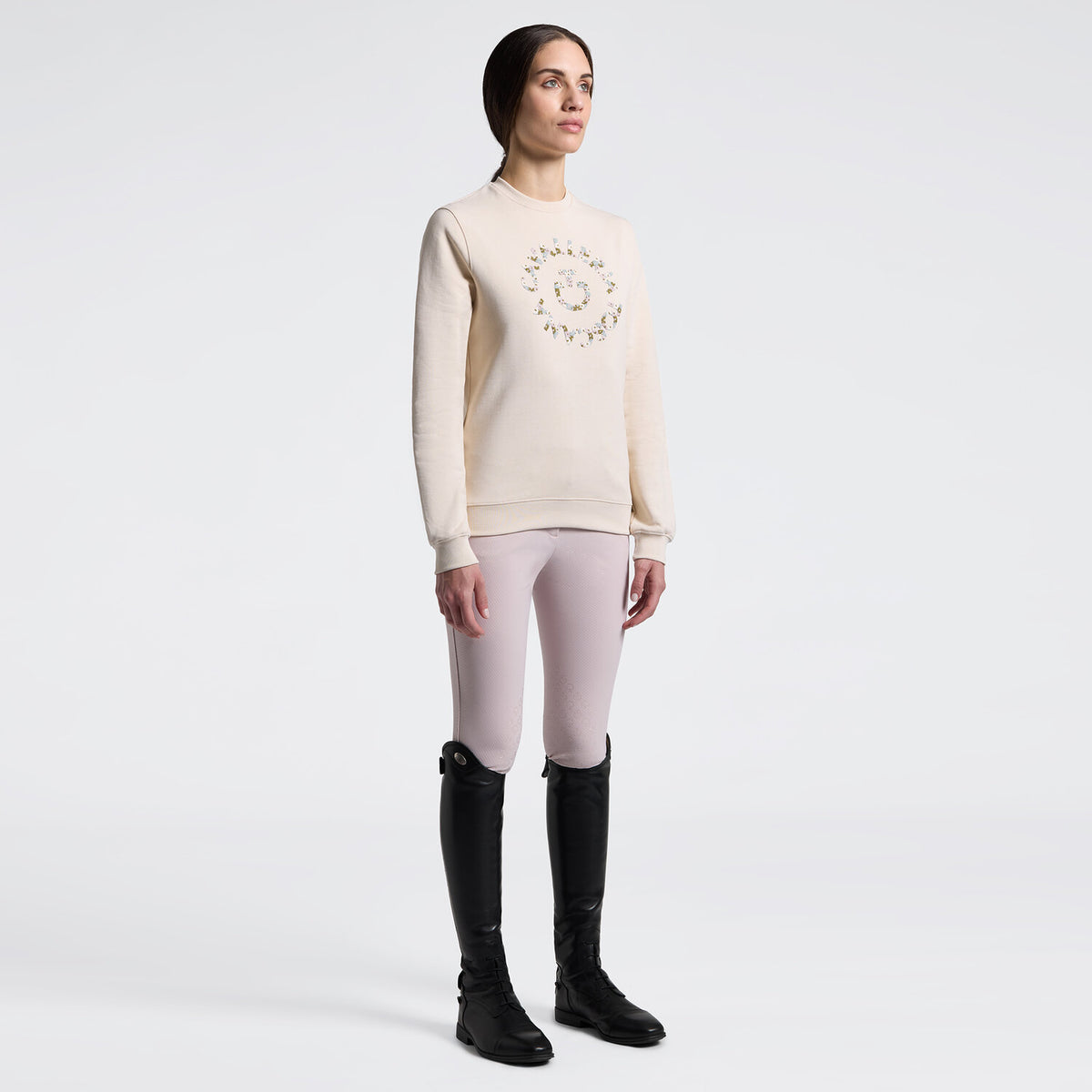 Cavalleria Toscana Damen Pullover mit Blumenstickerei – Brich