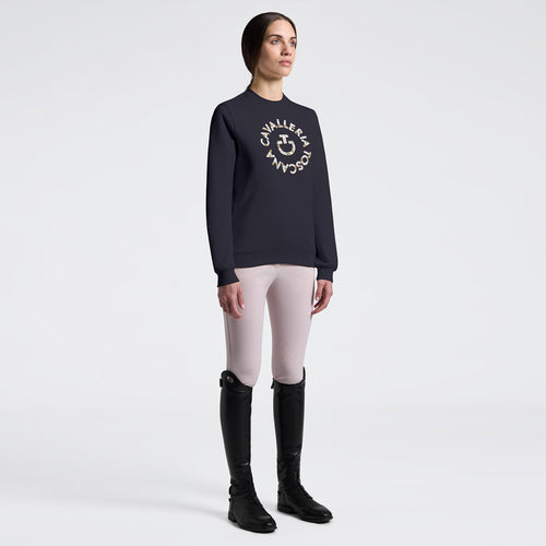 Cavalleria Toscana Damen Pullover mit Blumenstickerei – Anthrazit