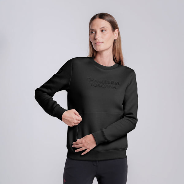 Cavalleria Toscana Damen Sweatshirt Rundhals Schwarz Rückansicht