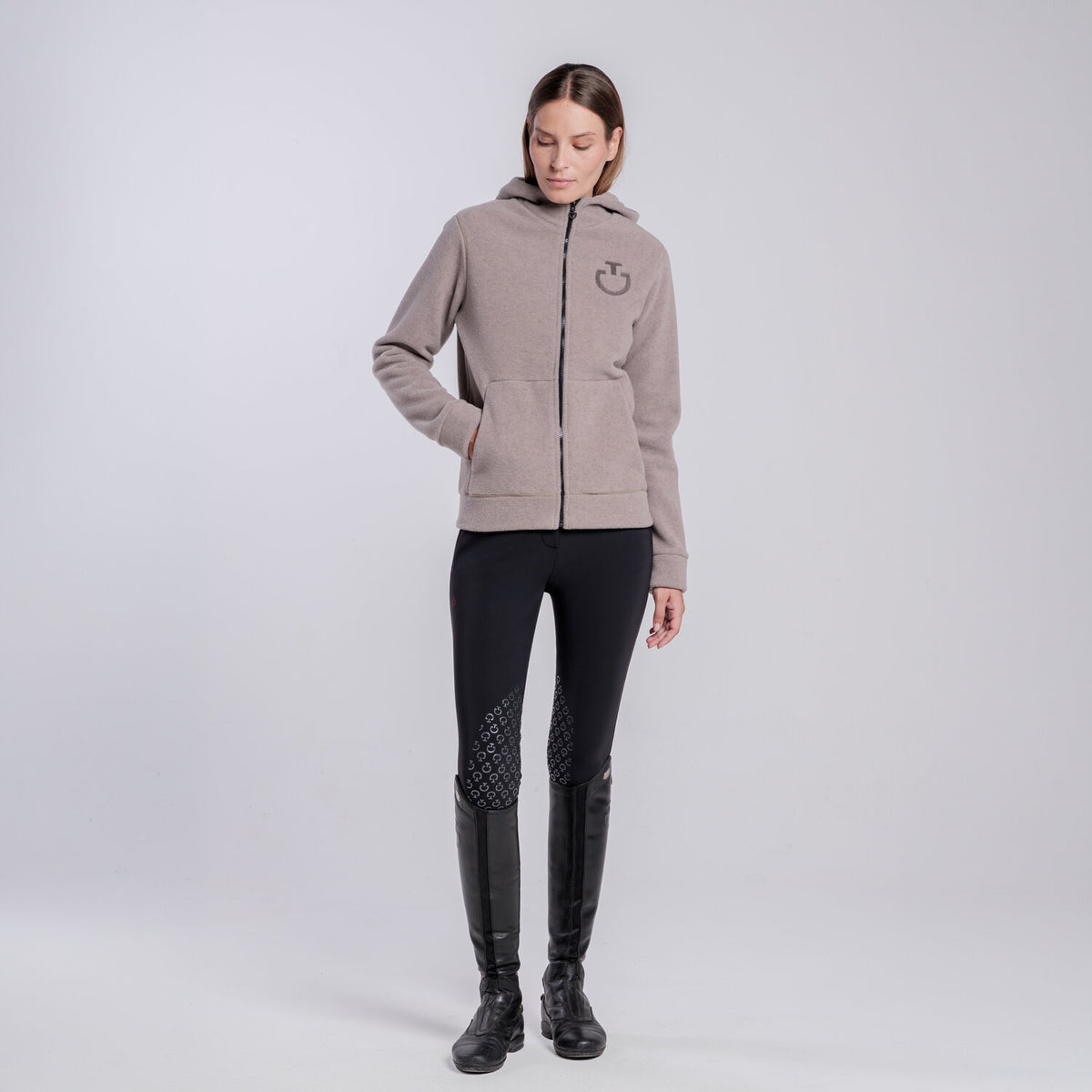 Cavalleria Toscana Damen Fleece-Hoodie – Cipria