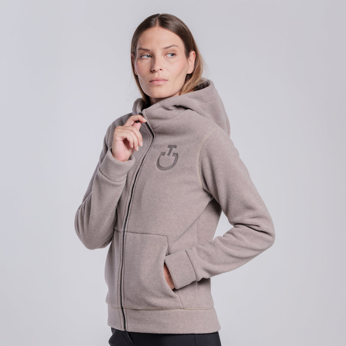 Cavalleria Toscana Damen Fleece-Hoodie – Cipria, Rückansicht