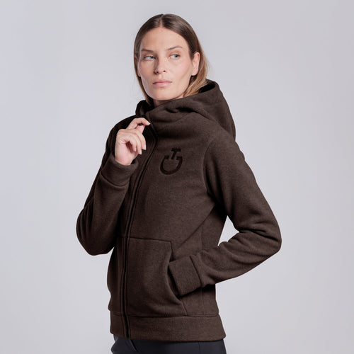 Cavalleria Toscana Damen Fleece-Hoodie – Espresso, Rückansicht