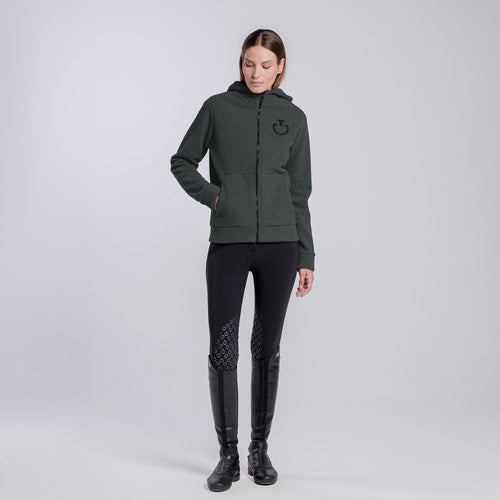Cavalleria Toscana Damen Fleece-Hoodie – Anthrazit Meliert