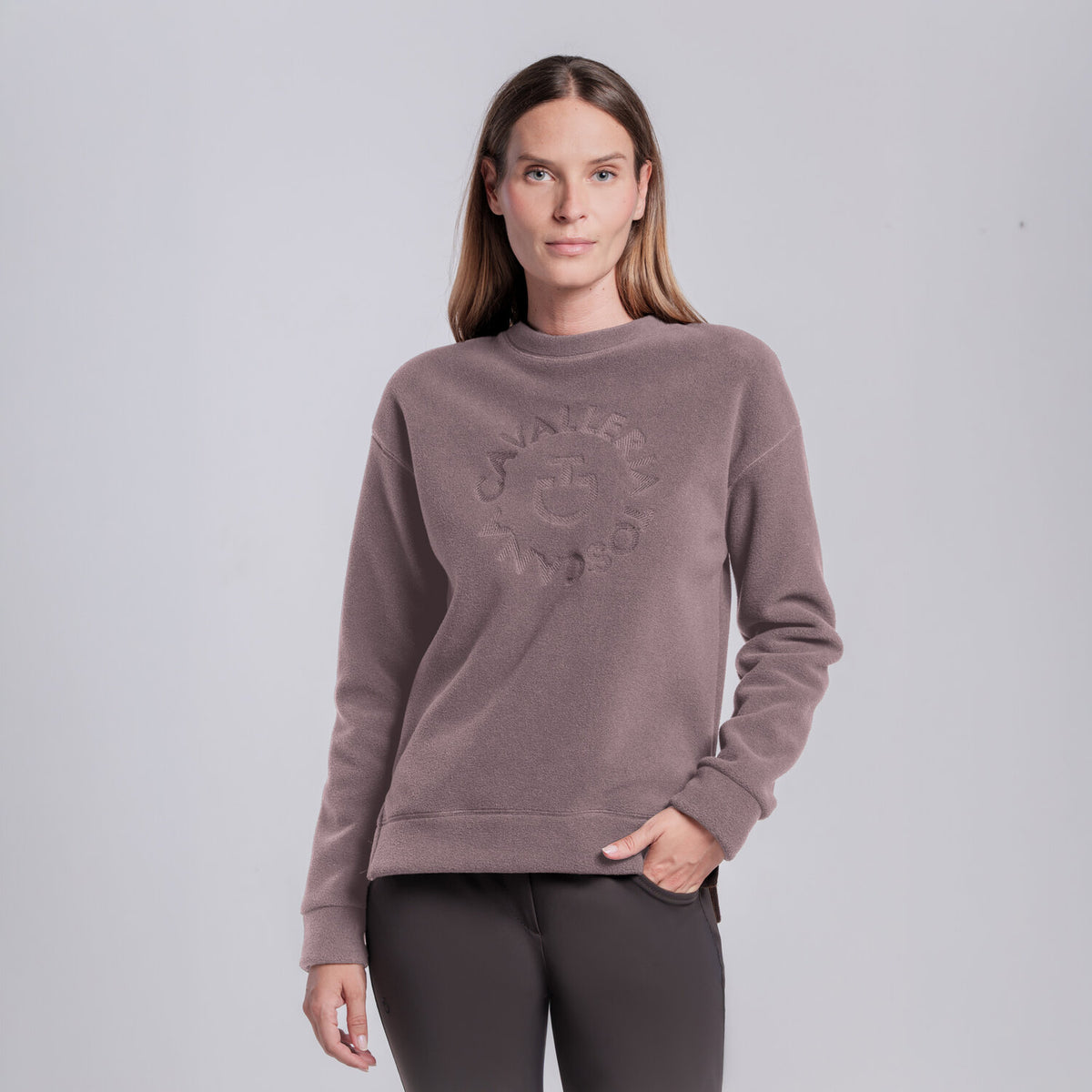 Cavalleria Toscana Damen Sweatshirt mit Logo – Cipria, Rückansicht