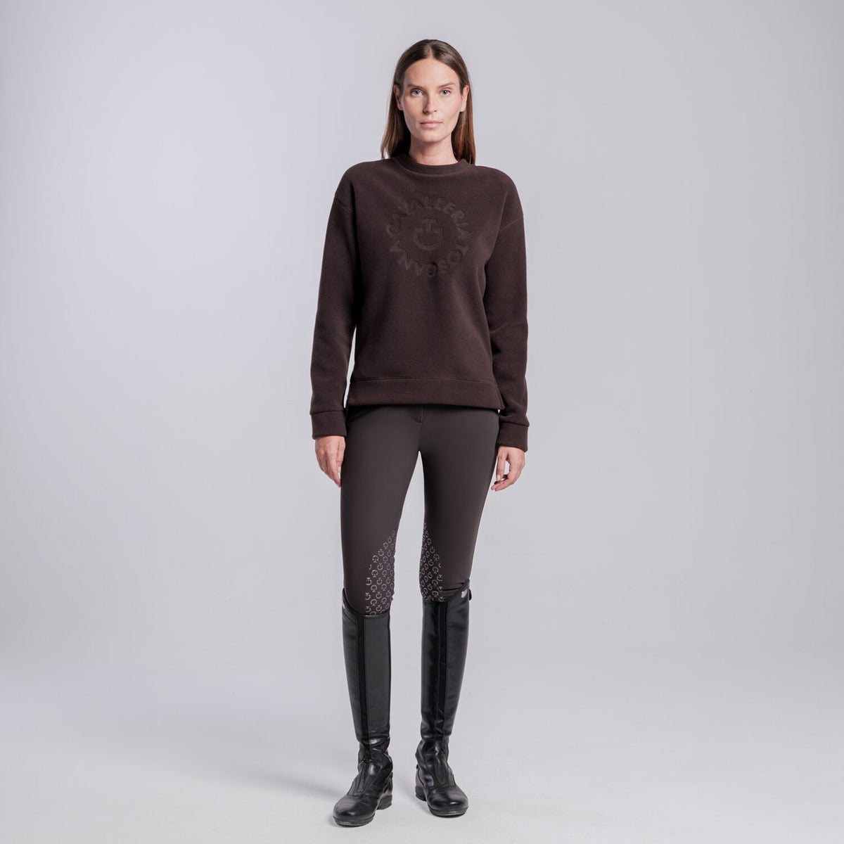 Cavalleria Toscana Damen Sweatshirt mit Logo – Espresso