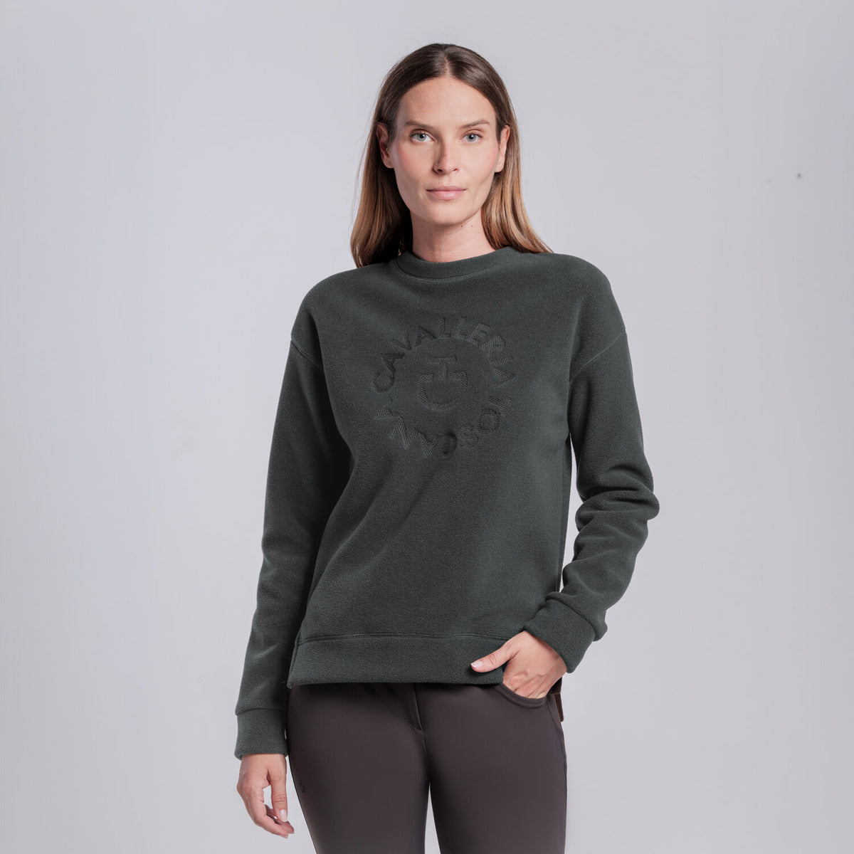 Cavalleria Toscana Damen Sweatshirt mit Logo – Anthrazit Meliert, Rückansicht