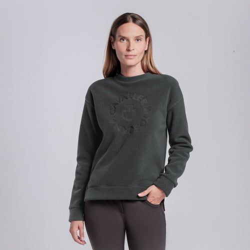 Cavalleria Toscana Damen Sweatshirt mit Logo – Anthrazit Meliert, Rückansicht
