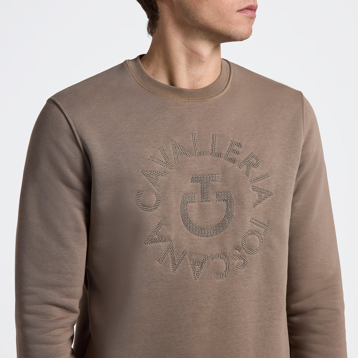 Cavalleria Toscana Herren Sweatshirt Walnut Detailansicht Logo
