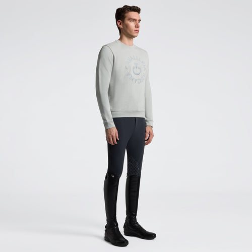 Cavalleria Toscana Herren Rundhalspullover mit Logostickerei – Belgian Block