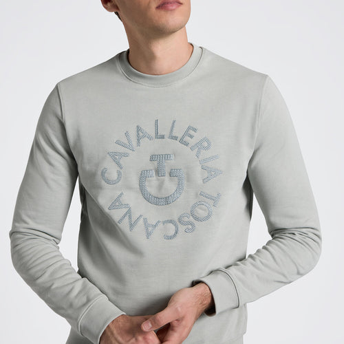 Cavalleria Toscana Herren Rundhalspullover mit Logostickerei – Belgian Block