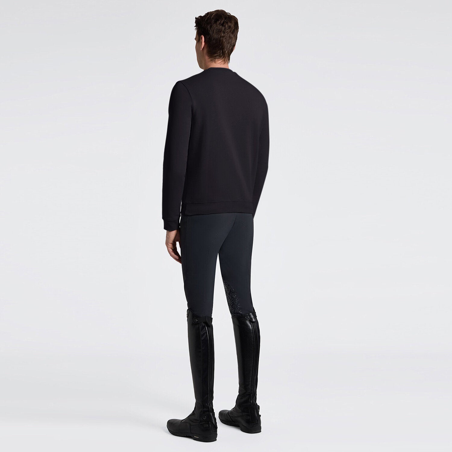 Cavalleria Toscana Herren Rundhalspullover mit Logostickerei – Anthrazit