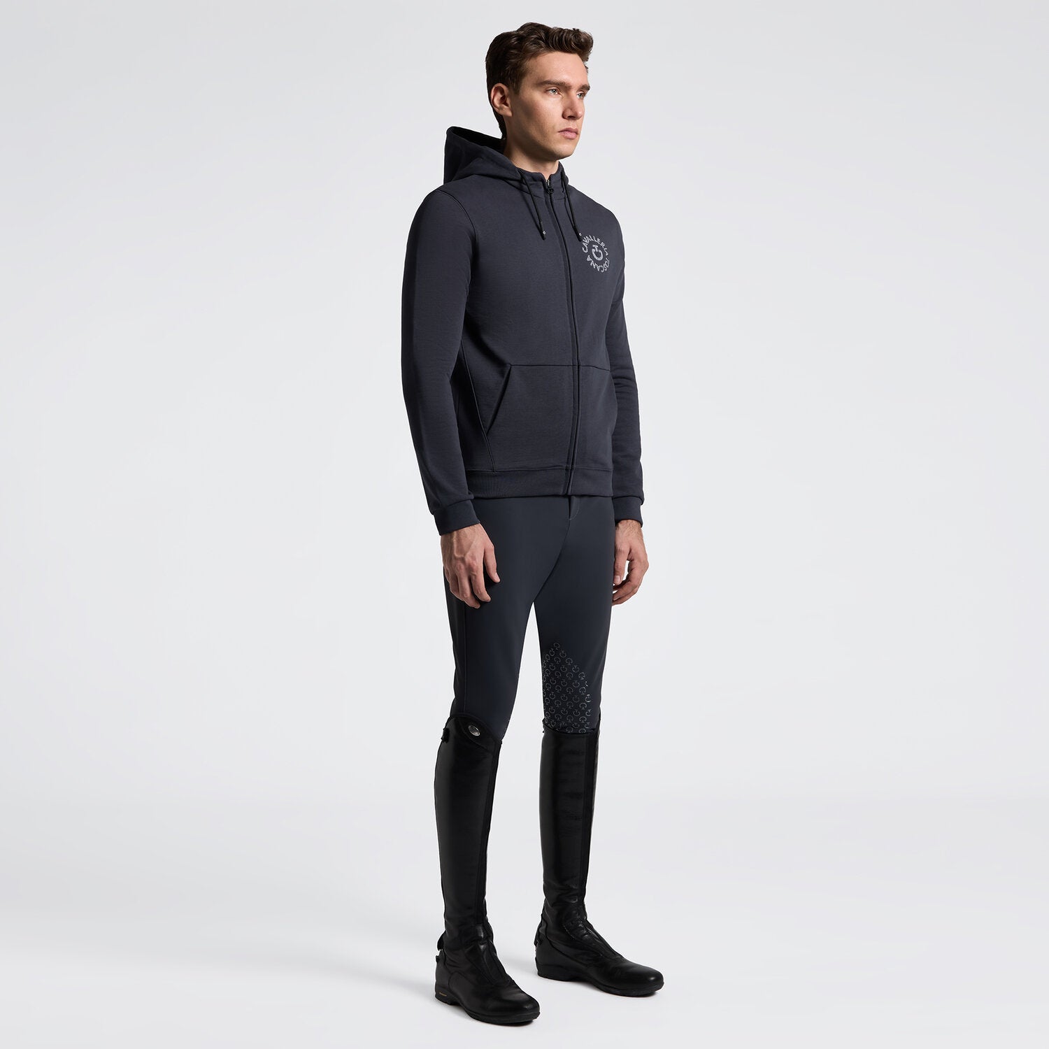 Cavalleria Toscana Herren Kapuzenjacke mit Logostickerei – Anthrazit